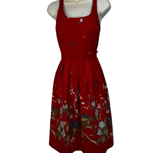 Unique Vintage 70’s Red Floral Midi Sun Dress, Large, - Picture 1 of 8